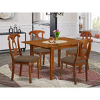 Set da pranzo 5 pezzi con piano in legno massello finitura marrone sella - Posti a sedere per 4 persone