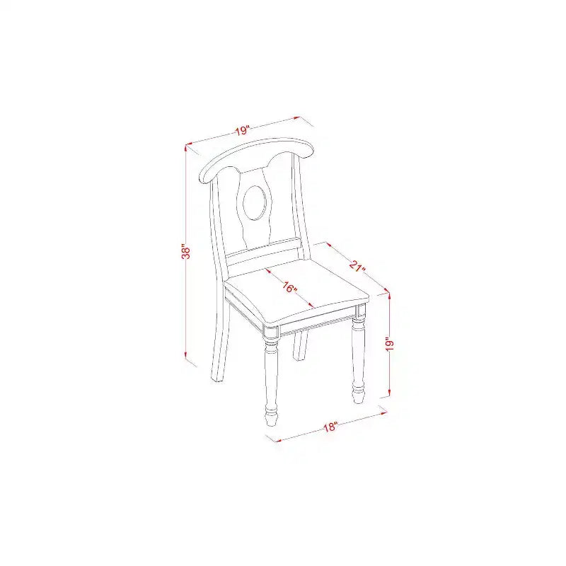 Set da pranzo 5 pezzi con piano in legno massello finitura marrone sella - Posti a sedere per 4 persone