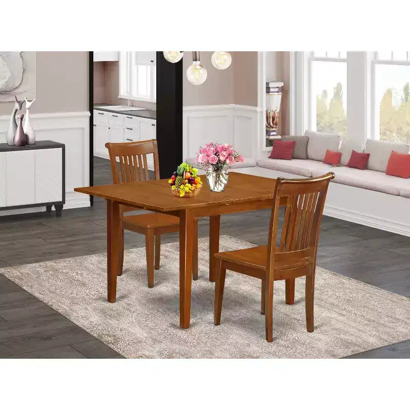 Set Sala da Pranzo Cucina 3 Pezzi Tavolo e Sedie - Tavolo Rettangolare Marrone Sella con 2 Sedie