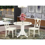 Set da pranzo rotondo 3 pz - Tavolo da 42 pollici e 2 sedie - Set da cucina/tinello bianco lino