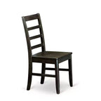 Set da pranzo 3 pezzi con tavolo quadrato e sedie con schienale a pioli in legno massello con finitura nera e color ciliegio