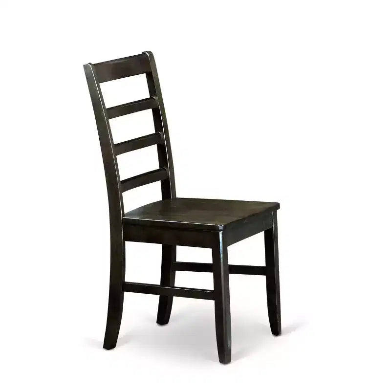 Set da pranzo 3 pezzi con tavolo quadrato e sedie con schienale a pioli in legno massello con finitura nera e color ciliegio