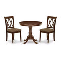 HomeStock 3-Piece Mahogany Finish Solid Wood Top - Dining Room Set - Seats 4