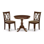 HomeStock 3-Piece Mahogany Finish Solid Wood Top - Dining Room Set - Seats 4