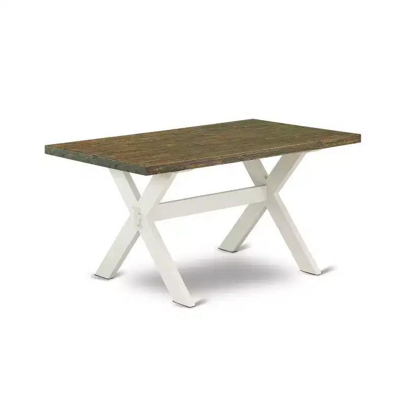 HomeStock Tavolo da Pranzo con 6 Sedie Parson, 7 Pezzi, in Legno Massello Finitura Jacobean Invecchiato