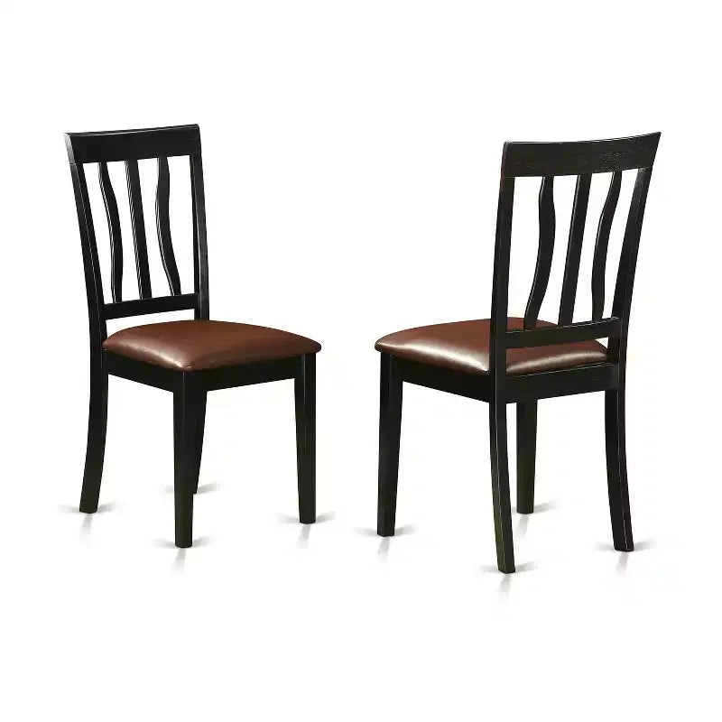 HomeStock Tavolo da pranzo in legno massello con piano nero e ciliegio a 5 pezzi e 4 sedie