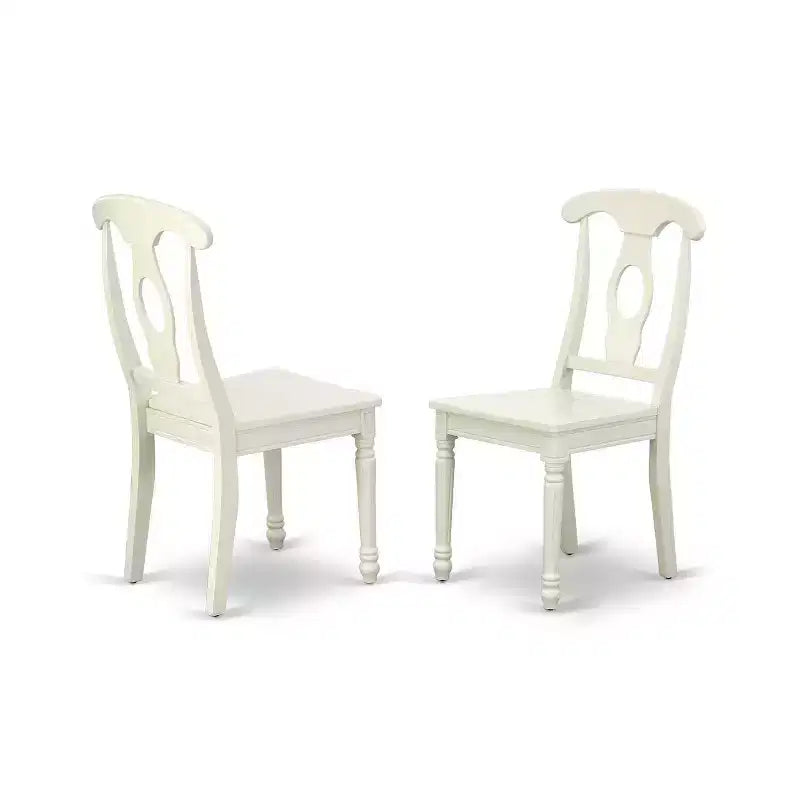 Set da pranzo 5 pezzi in legno massello con finitura lino bianco - 4 posti a sedere