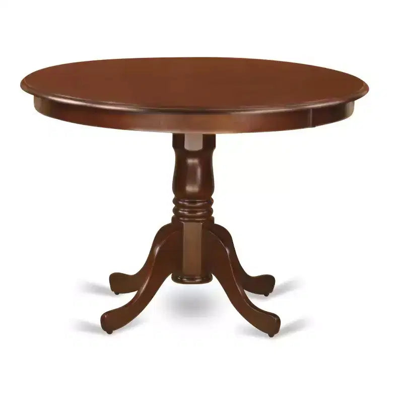 HomeStock Set Da Pranzo Con Tavolo Rotondo In Legno Massello Finitura Mogano E 4 Sedie Parson, 5 Pezzi
