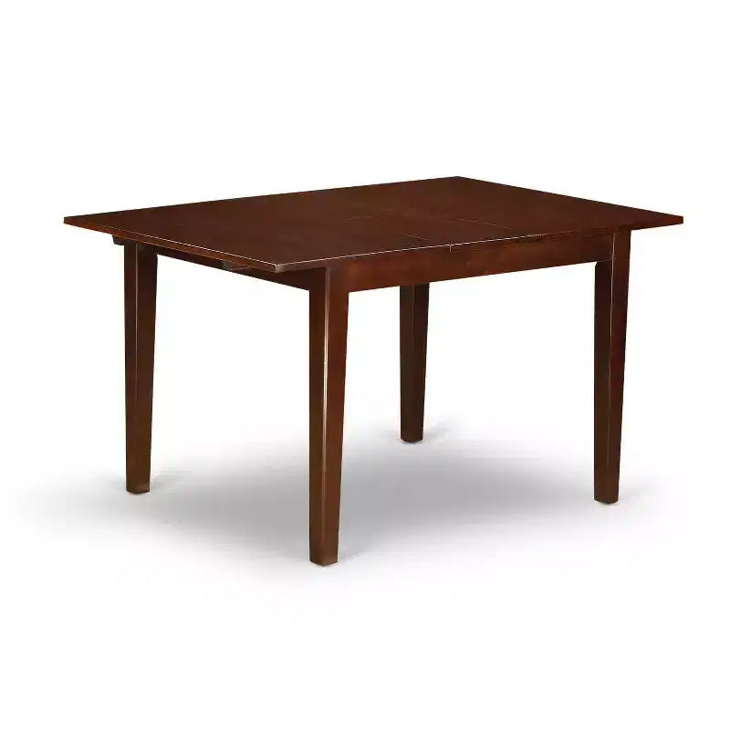 HomeStock Set da Pranzo 3 Pezzi con Tavolo Rettangolare in Legno Massello con Finitura Mogano e Allunga a Farfalla