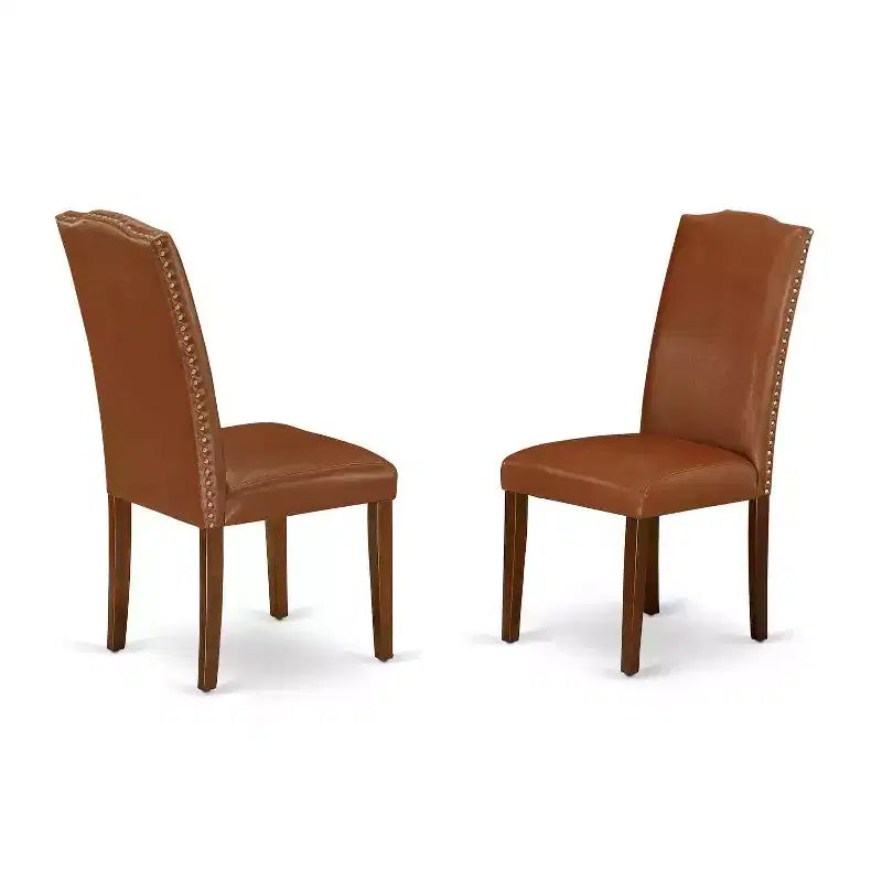 HomeStock Set da Pranzo 3 Pezzi con Tavolo Rettangolare in Legno Massello con Finitura Mogano e Allunga a Farfalla