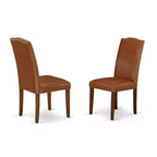 HomeStock Set da Pranzo 3 Pezzi con Tavolo Rettangolare in Legno Massello con Finitura Mogano e Allunga a Farfalla