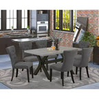 HomeStock Tavolo da Pranzo Rettangolare da 7 Pezzi con Piano in Legno Massello Finitura Rovere Naturale e 6 Sedie Parson