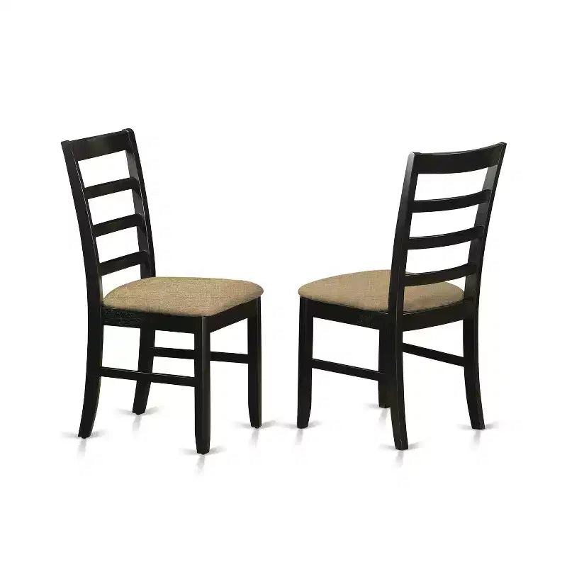 HomeStock Set da Pranzo 3 Pezzi Tavolo Rotondo con Piano in Legno Massello Finitura Nera e Ciliegio