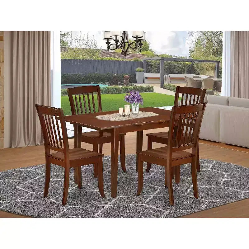 Set da pranzo Southwestern - Set da 5 pezzi tavolo e sedie - Stile rustico country - Tavolo rettangolare con allunga