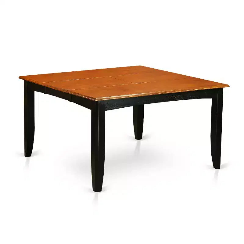 HomeStock 7-Piece Square Black and Cherry Finish Solid Wood Top Dining Table with 6 Slat Back Dining Chairs, Seats 6