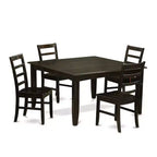 HomeStock 5-Piece Square Cappuccino Finish Solid Wood Top Dining Table with 4 Chairs