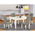 Tavolo da pranzo HomeStock a 5 pezzi in legno massello color lattementa e ciliegio con 4 sedie con prolunga a farfalla