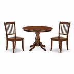 3-Piece Mahogany Finish Solid Wood Top - Dining Room Set - Seats 4
