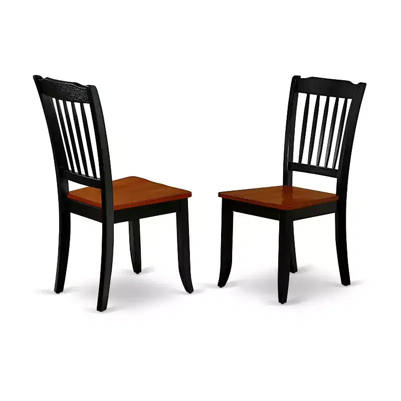 HomeStock Tavolo da Pranzo Ovale a 7 Pezzi con Piano in Legno Massello Finitura Nera e Ciliegio e 6 Sedie con Schienale a Doghe