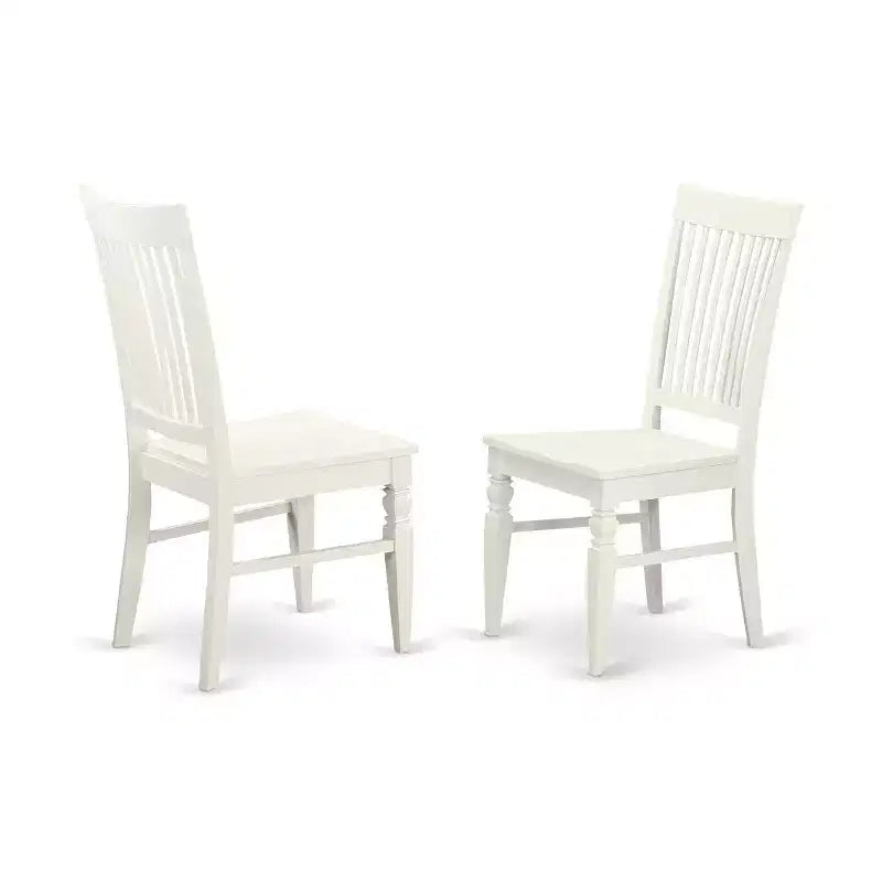 HomeStock Set tavolo da pranzo con piano in legno massello e 4 sedie, finitura bianco lino, 5 pezzi
