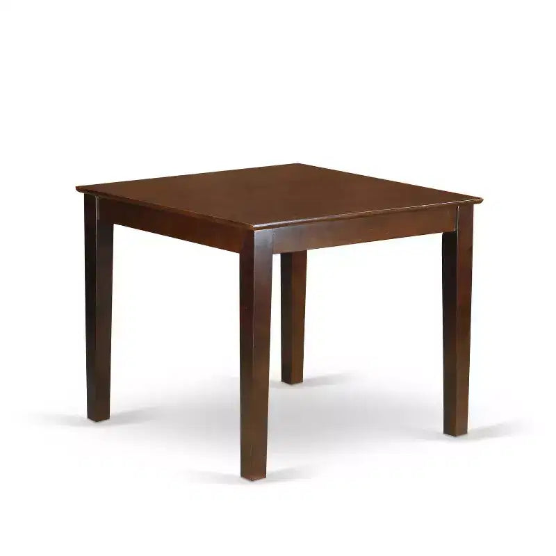 Set sala da pranzo quadrato in legno massello con finitura mogano, 5 pezzi - 4 posti