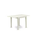 HomeStock 3-Pc Linen White Finish Rectangular Solid Wood Top with Dropleaf Dining Table Set