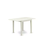 HomeStock 3-Pc Linen White Finish Rectangular Solid Wood Top with Dropleaf Dining Table Set