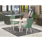 HomeStock Set Tavolo da Pranzo 3 Pezzi in Legno Massello Finitura Lino Bianco con Piano Rettangolare e Ante a Ribalta