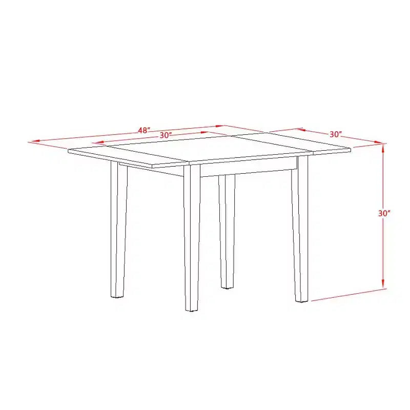 HomeStock Set Tavolo da Pranzo 3 Pezzi in Legno Massello Finitura Lino Bianco con Piano Rettangolare e Ante a Ribalta