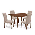 HomeStock 5-Pc Mahogany Finish Solid Wood Top - Rectangular Dining Room Set with Butterfly Leaf - Seats 4