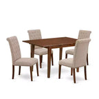 HomeStock 5-Pc Mahogany Finish Solid Wood Top - Rectangular Dining Room Set with Butterfly Leaf - Seats 4