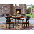 Set da tavolo da cucina con 4 sedie - Set da pranzo in legno - Finitura nera e ciliegio - Set da 5 pezzi