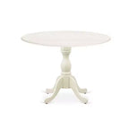 HomeStock Tavolo da pranzo in legno massello con piano bianco lino a 5 pezzi con 4 sedie con schienale a doghe a ribalta