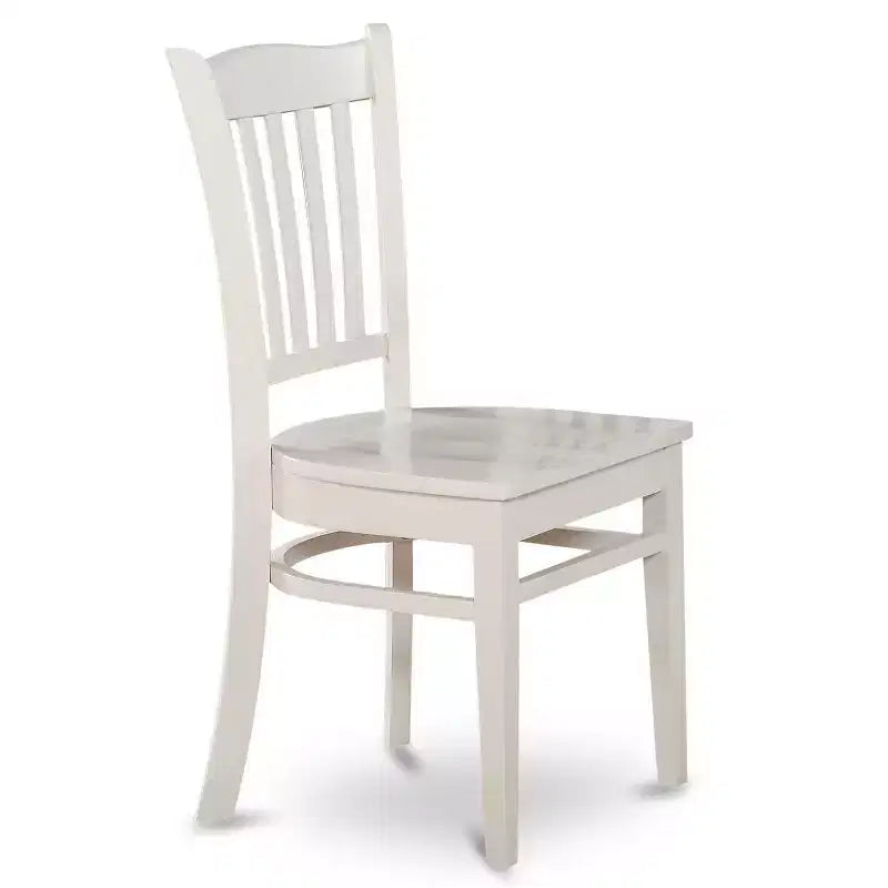 HomeStock Tavolo da pranzo in legno massello con piano bianco lino a 5 pezzi con 4 sedie con schienale a doghe a ribalta