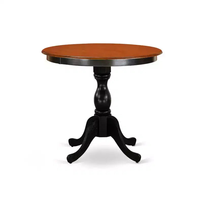 Set da pranzo in 3 pezzi con piano in legno massello finitura nera e ciliegio - 4 posti a sedere
