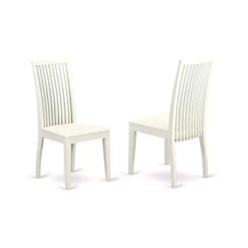 HomeStock Set da Pranzo Rotondo in Legno Massello Finitura Bianco Lino - 5 Pezzi - 4 Posti
