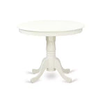 HomeStock Set da pranzo 3 pezzi rotondo, finitura lino bianco, piano in legno massello, 4 posti