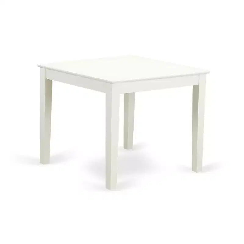 HomeStock Set Tavolo da Pranzo 3 Pezzi con Piano Quadrato in Legno Massello Finitura Bianco Lino