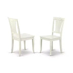 HomeStock Set da pranzo in 5 pezzi, tavolo con piano in legno massello con finitura lino bianco e 4 sedie con schienale a doghe a ribalta