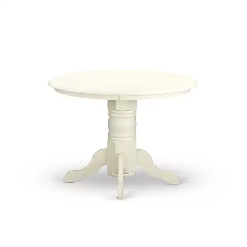 Tavolo da pranzo HomeStock a 5 pezzi con piano rotondo in legno massello finitura latticello e ciliegio con 4 sedie