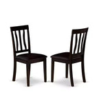 Tavolo da pranzo rotondo con top in legno massello finitura cappuccino e 4 sedie - 5 pezzi