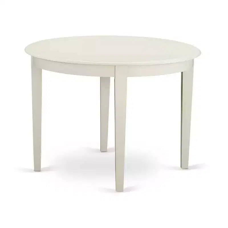 Set da pranzo rotondo a 5 pezzi in legno massello con piano bianco lino - 4 posti a sedere