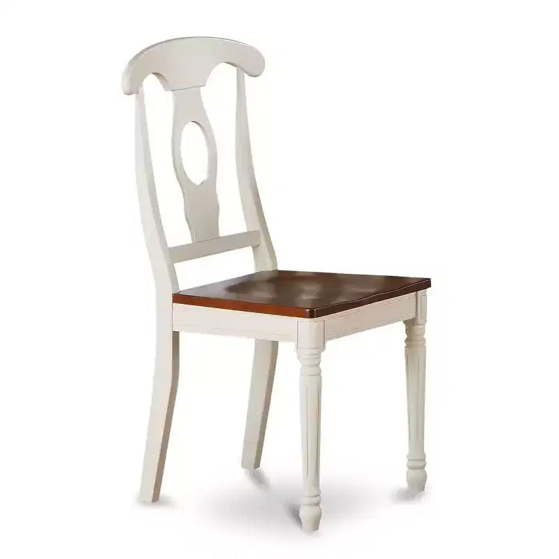 HomeStock Set da Pranzo 3 Pezzi con Tavolo Dropleaf Top in Legno Massello Finitura Buttermilk e Ciliegio