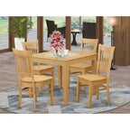 Set da pranzo 5 pezzi in legno massello con finitura in rovere naturale - 4 posti a sedere