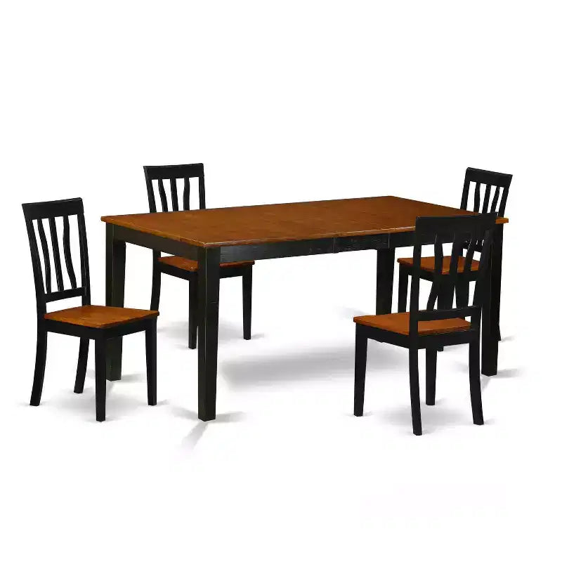 HomeStock 5-Pc Black and Cherry Finish Solid Wood Top - Dining Room Set - Seats 4