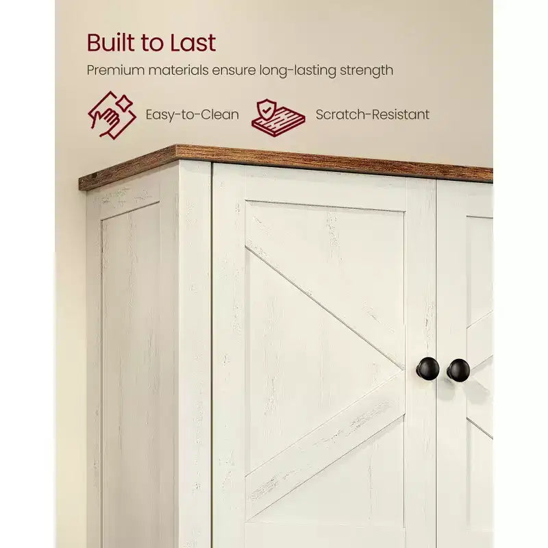 Armadietto pensile in stile rustico con 2 ante scorrevoli, ripiano regolabile, portasciugamani e ganci, 7,9 x 23,6 x 28,7, Bianco rustico