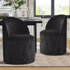 Set di 2 sedie da pranzo moderne imbottite in ciniglia con ruote, sedie a botte girevoli con schienale curvo per cucina o sala da pranzo - Panipeachy