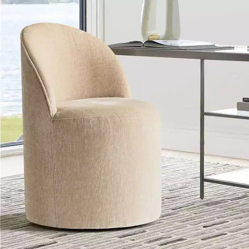 Set di 2 sedie da pranzo moderne imbottite in ciniglia con ruote, sedie a botte girevoli con schienale curvo per cucina o sala da pranzo - Panipeachy