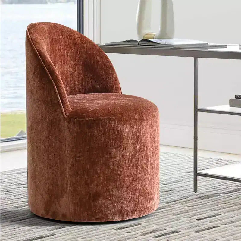 Set di 2 sedie da pranzo moderne imbottite in ciniglia con ruote, sedie a botte girevoli con schienale curvo per cucina o sala da pranzo - Panipeachy