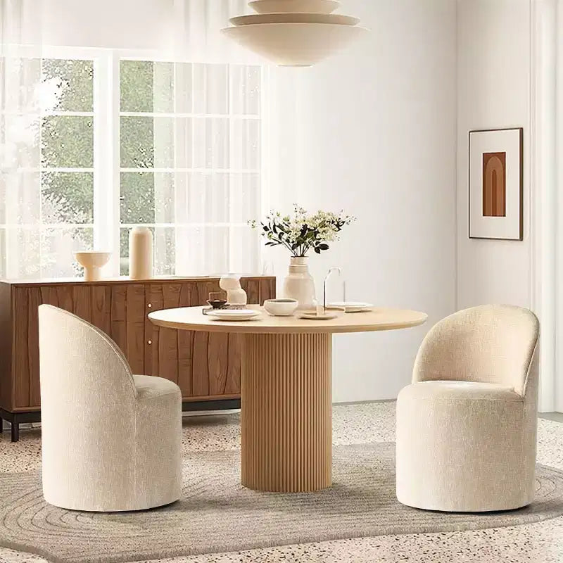 Set di 2 sedie da pranzo moderne imbottite in ciniglia con ruote, sedie a botte girevoli con schienale curvo per cucina o sala da pranzo - Panipeachy